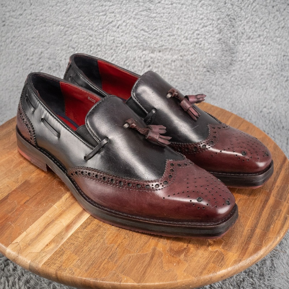 MANWALK Men's Leather Hand Crafted Handpainted Patina Tassel Loafer Size‎ 8